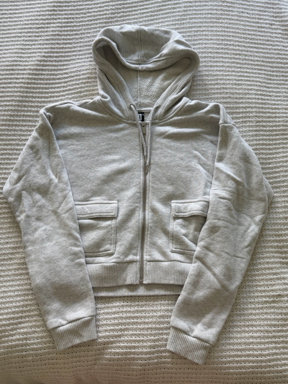 Gray cropped zip up